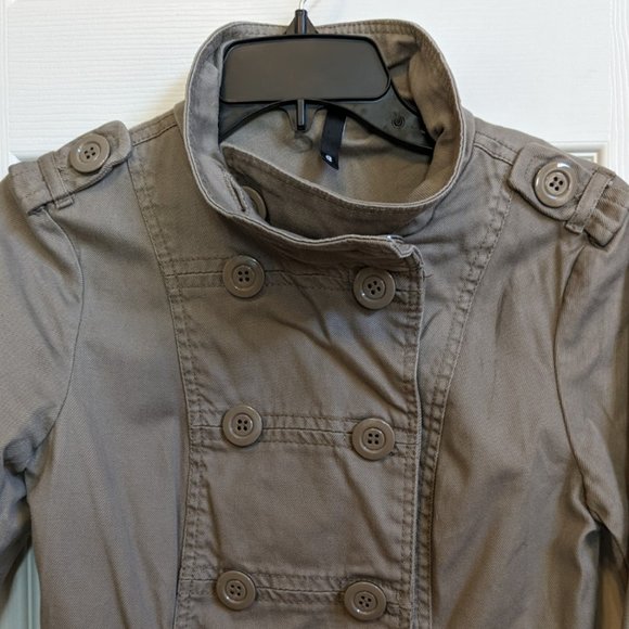 H&M Double Breasted Tan Khaki Field Jacket Utility Jacket Size Small - Picture 4 of 12